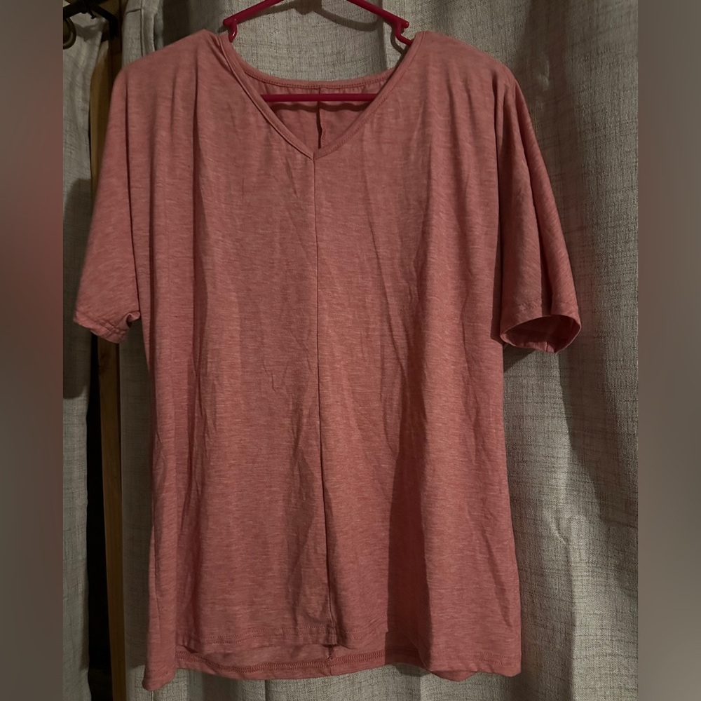 Women’s Size Large Pink Casual Short Sleeve Top